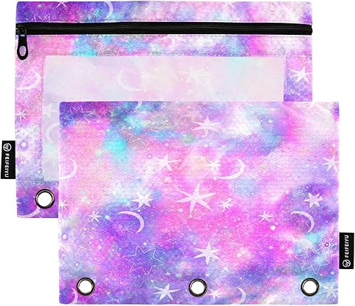 Miniatura 7 de Estuche para lápices de leopardo arcoíris para carpeta de 3 anillas, bolsa de papelería transparente para organizadores, oficina, suministros