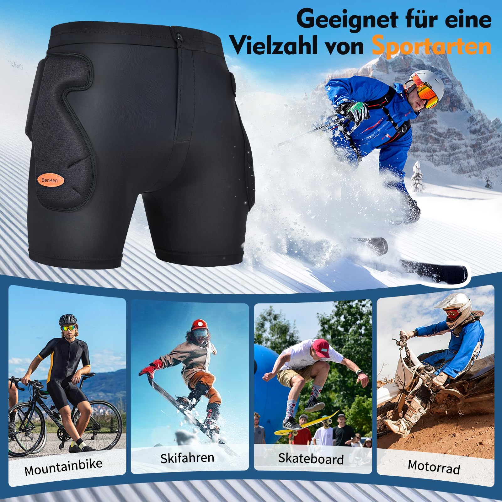 BenKen Short de protection 3D en EVA - Short de protection rembourré