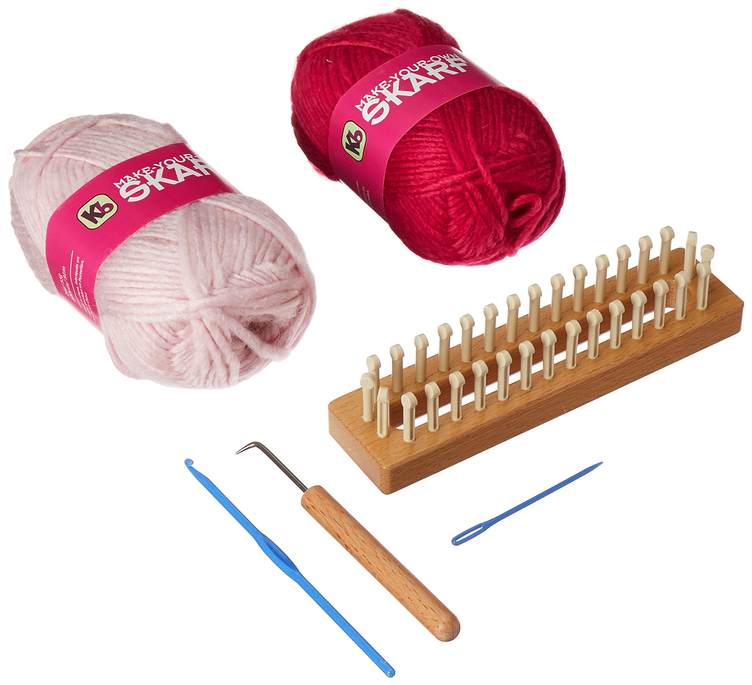 Authentic Knitting BoardBoard Skarf Kit/Yarn, Rose Pink, 8" X 6" X 2.5"