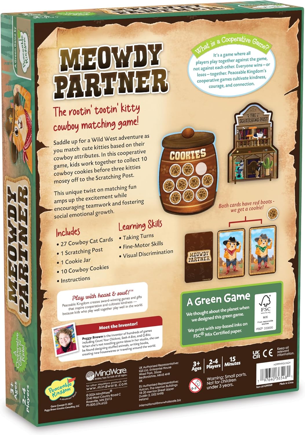 Peaceable Kingdom Meowdy Partner Cooperative Matching Game, Preschool Memory and Observation Game for Kids Ages 3–5, Team Based Gameplay with Cards, Tokens, and Cookie Barrel Board