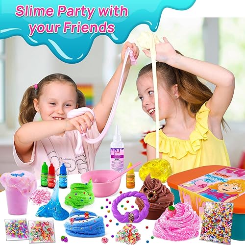 Miniatura 6 de Kit de slime de helado, kit de fabricación de limo para niñas de 10 a 12 años, slime de mantequilla, slime de espuma, limo de nube con complementos,