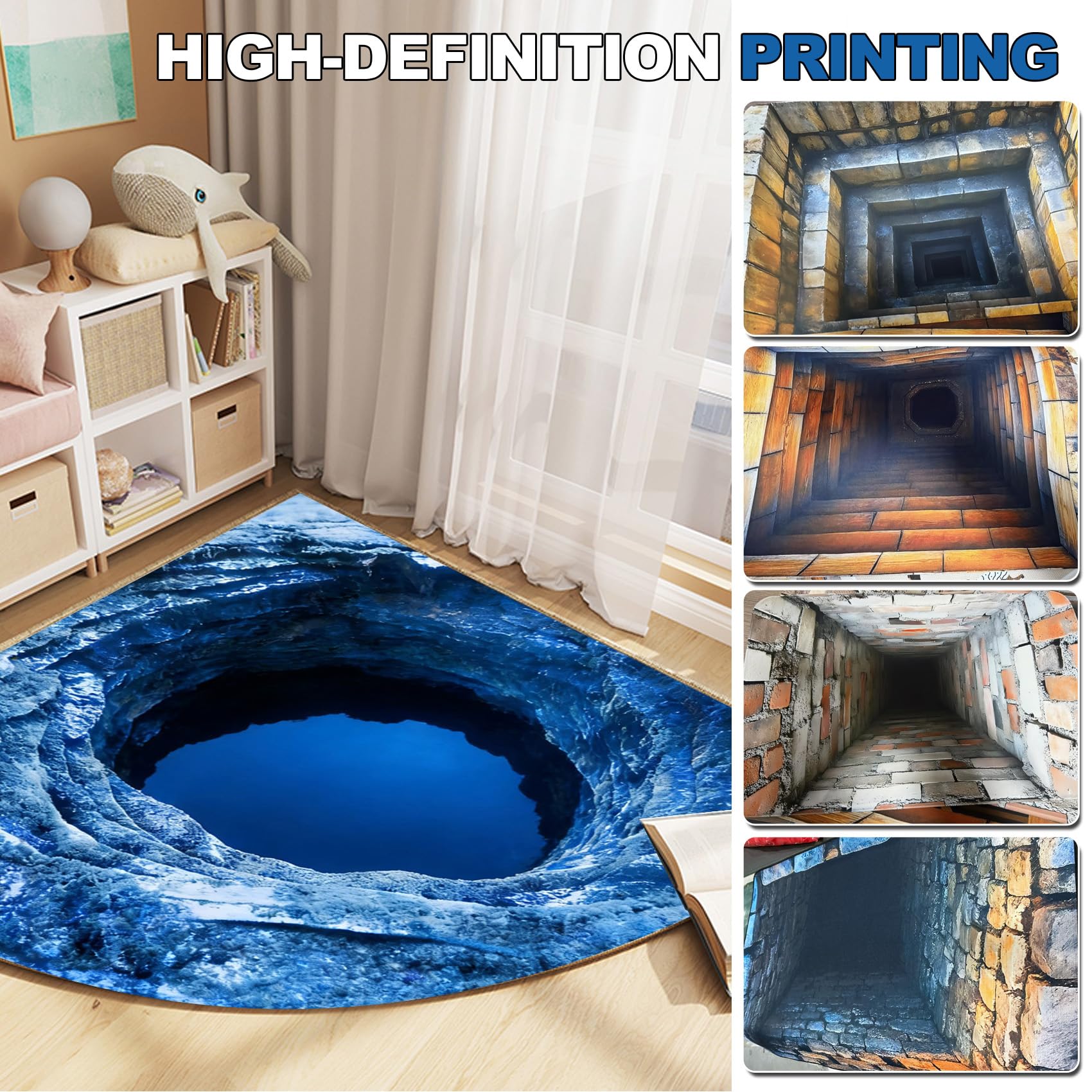 F, 90 cm, trójkątny narożny dywanik kuchenny można prać, antypoślizgowy dywanik wodny, 3D iluzja optyczna, dywany, komfortowa, miękka gumowa mata pod umywalkę, mata do łazienki i sypialni