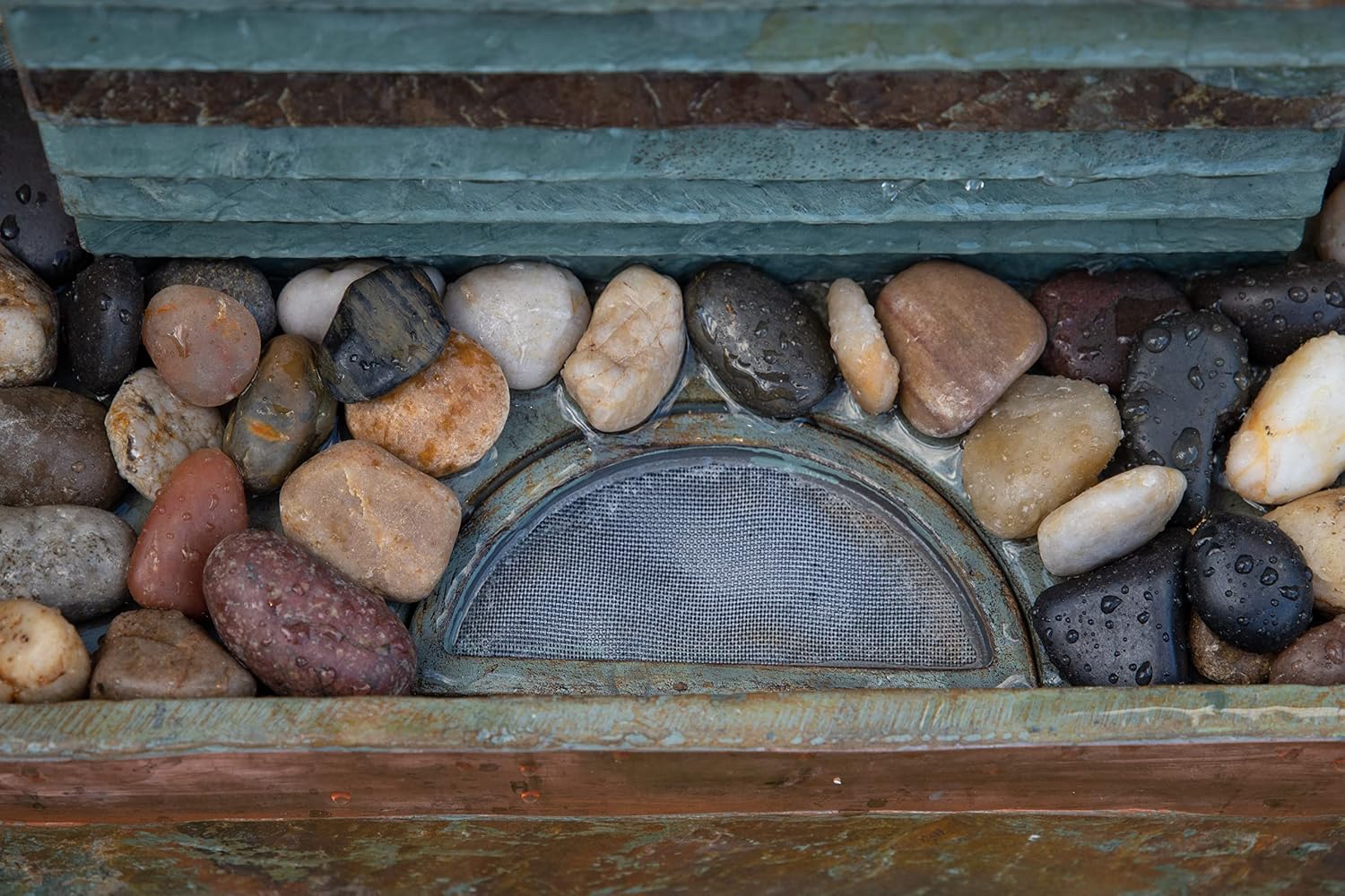 Kenroy Home Stave Indoor/Outdoor Floor Fountain with Copper Finish, Rustic Style, 48" Height, 8" Width, 16" Depth