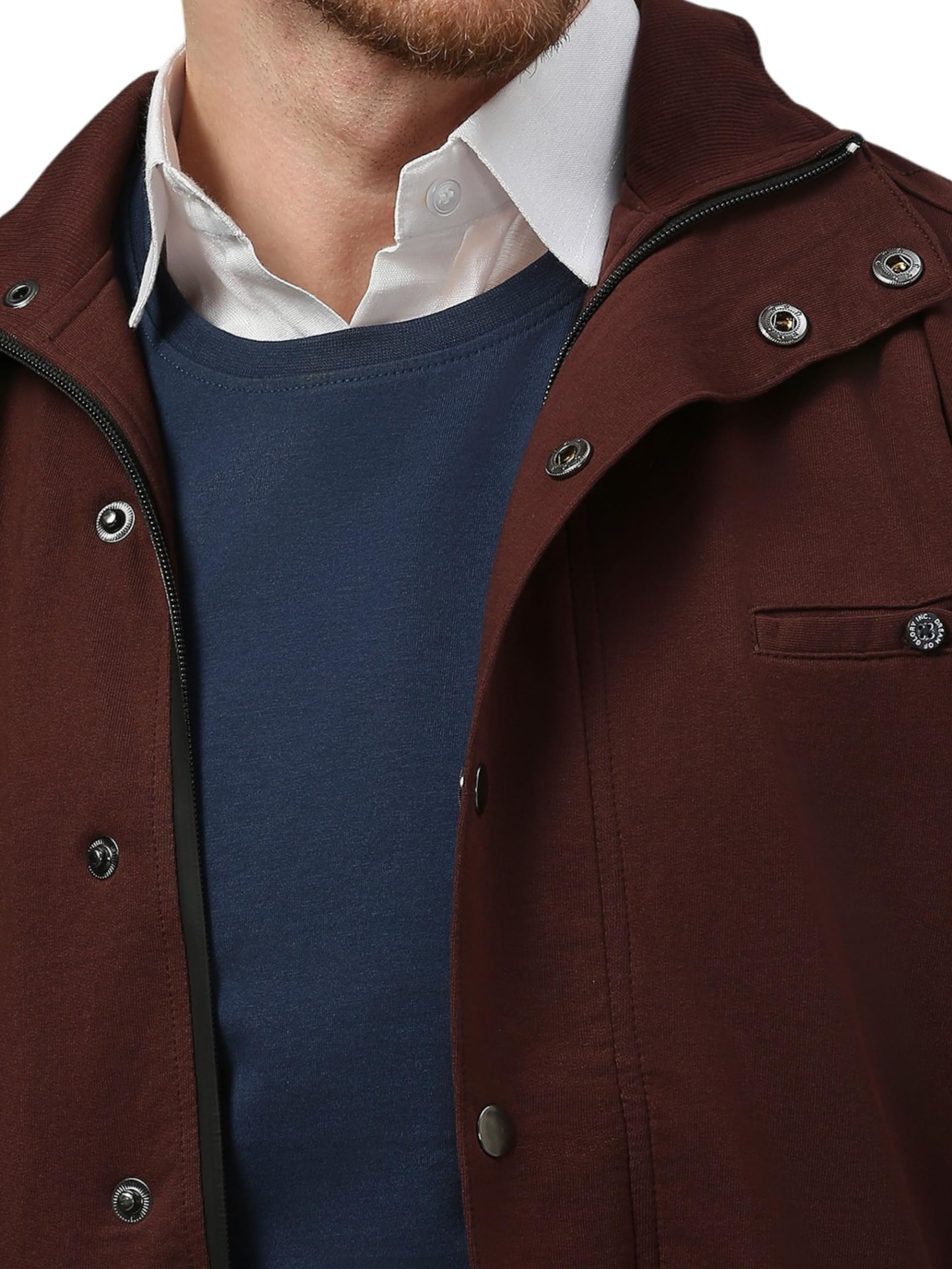 Dream of Glory Inc. Cotton Men's Solid Regular Jacket (DOGI_AWx24-TRACK-JACKET_BROWN_XL) 3