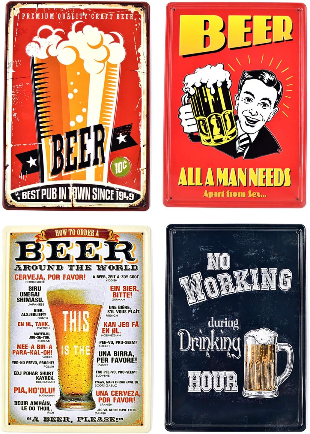 Retro Embossed Metal Tin Signs Bar Pub Home Decorative Plates Beer Wall Sticker Advertising Iron Painting 3020cm 4Pcs