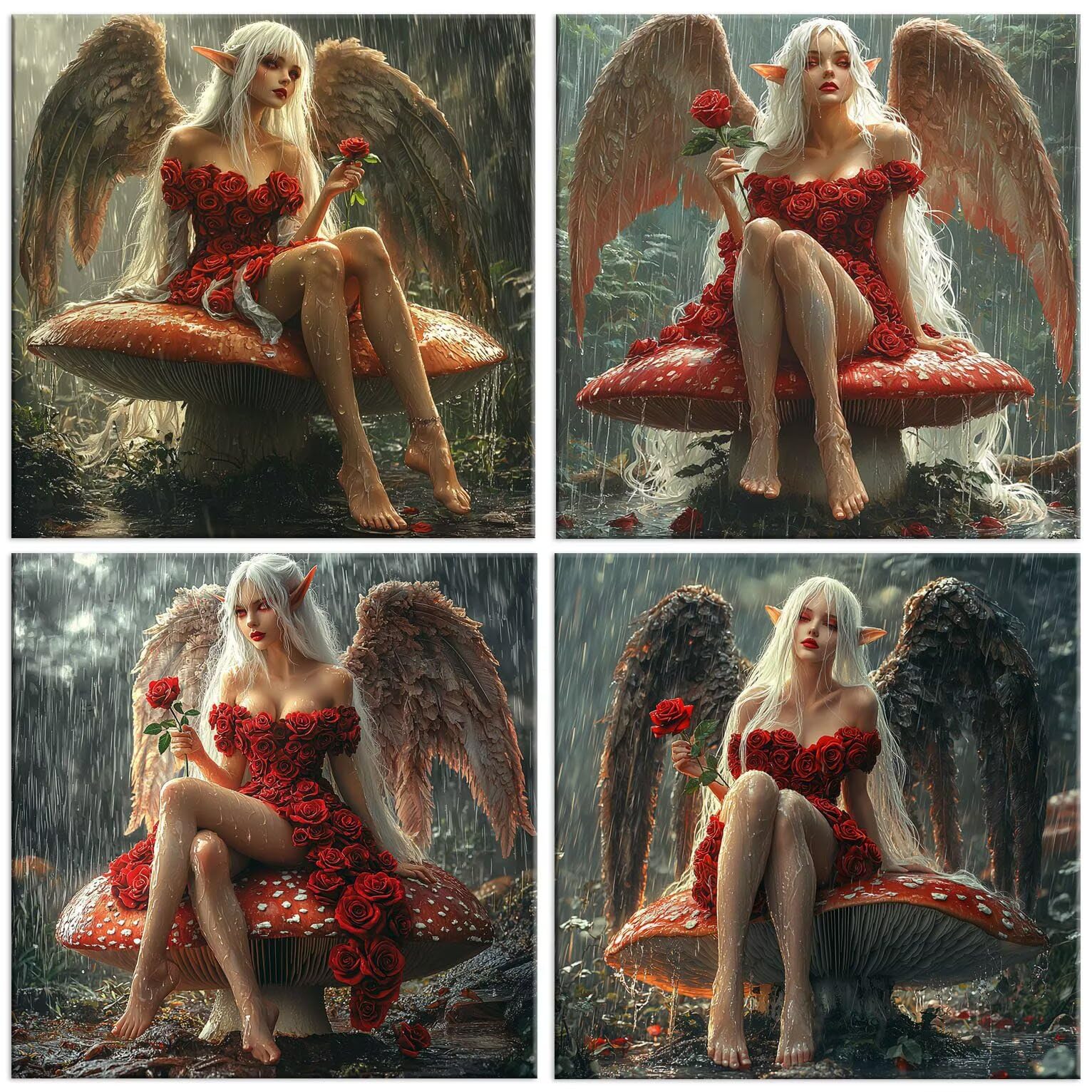 Elfo ángel Diamond Painting, 5D Kits de Pintura de Diamantes 35x35cm G-797 | 5D DIY Diamond Painting Kit Completo 4 Pack, Pintura Diamante Niños Adultos Diamant Bordado Punto de Cruz para Decor Hogar