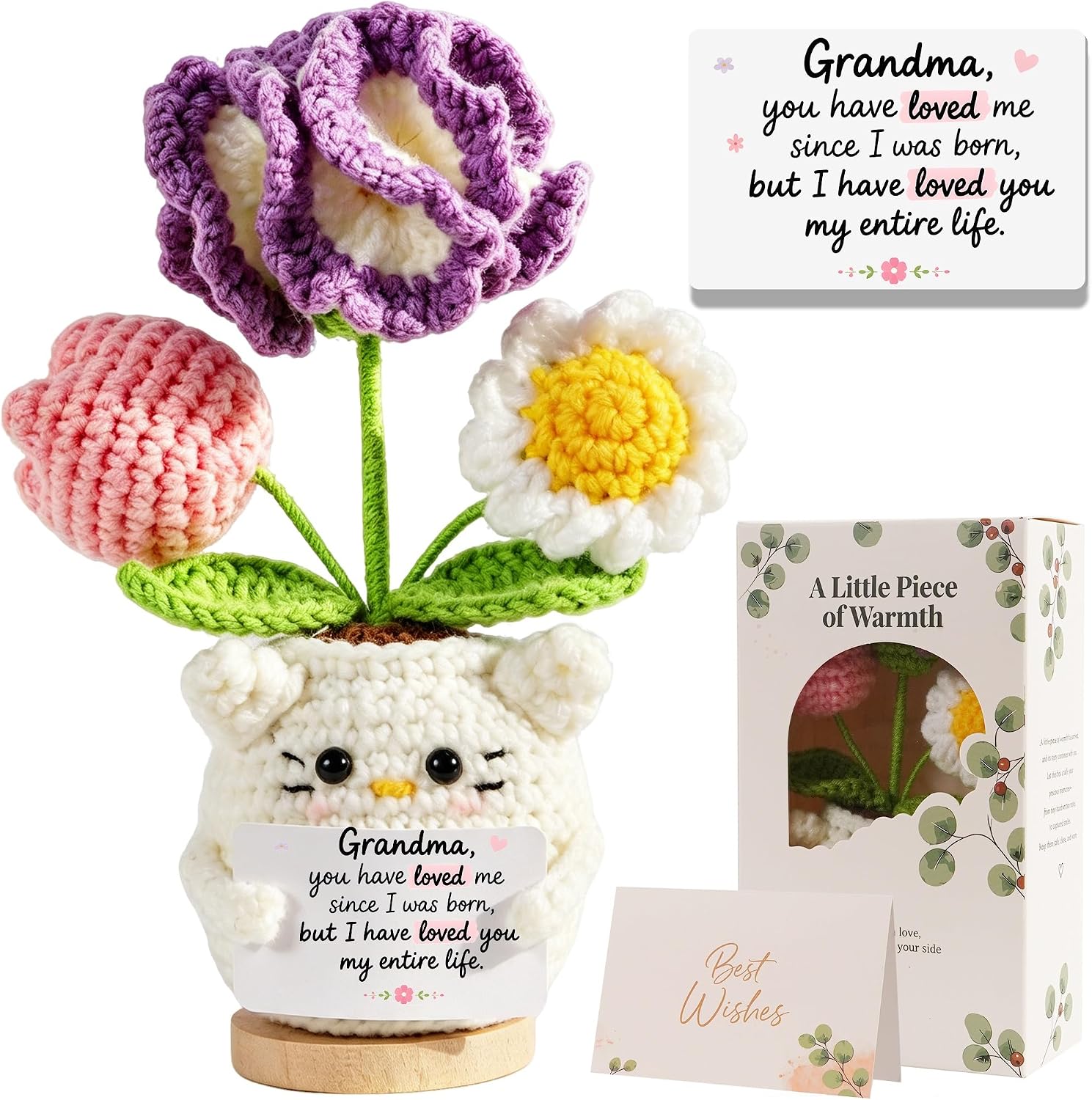 Grandma Gifts for Birthday Christmas Mothers Day Handmade Crochet Flowers