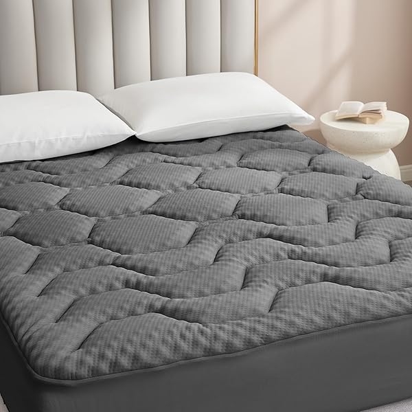 EHEYCIGA Gel Topper 160x200cm, Memory Foam Matratzentopper, Matratzen Topper mit extra tiefem Tasche, Dunkelgrau