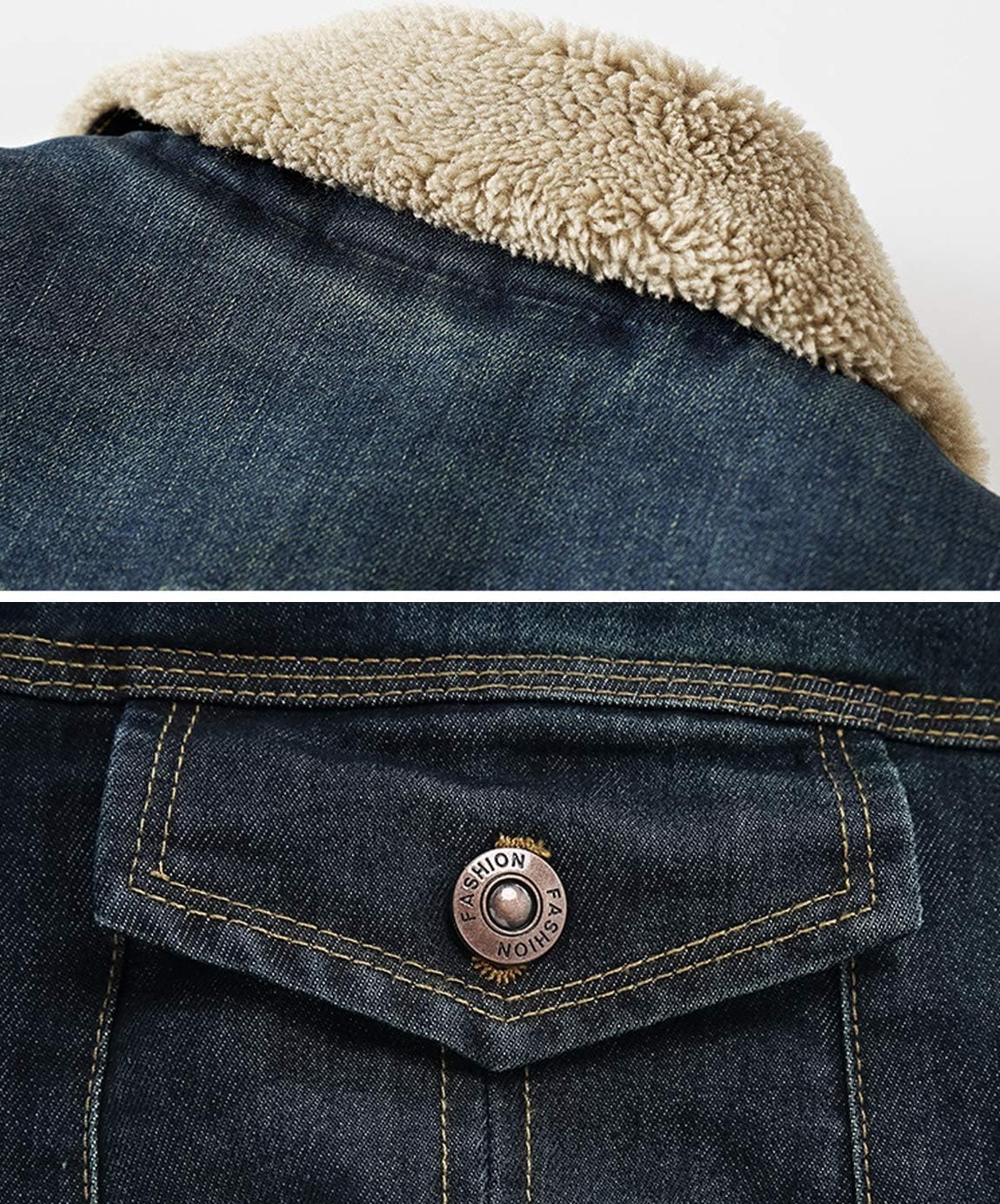 Chaqueta Vaquera con Forro Polar para Hombre Chaqueta camionera Chaqueta Vaquera de Invierno Abrigo Vaquero