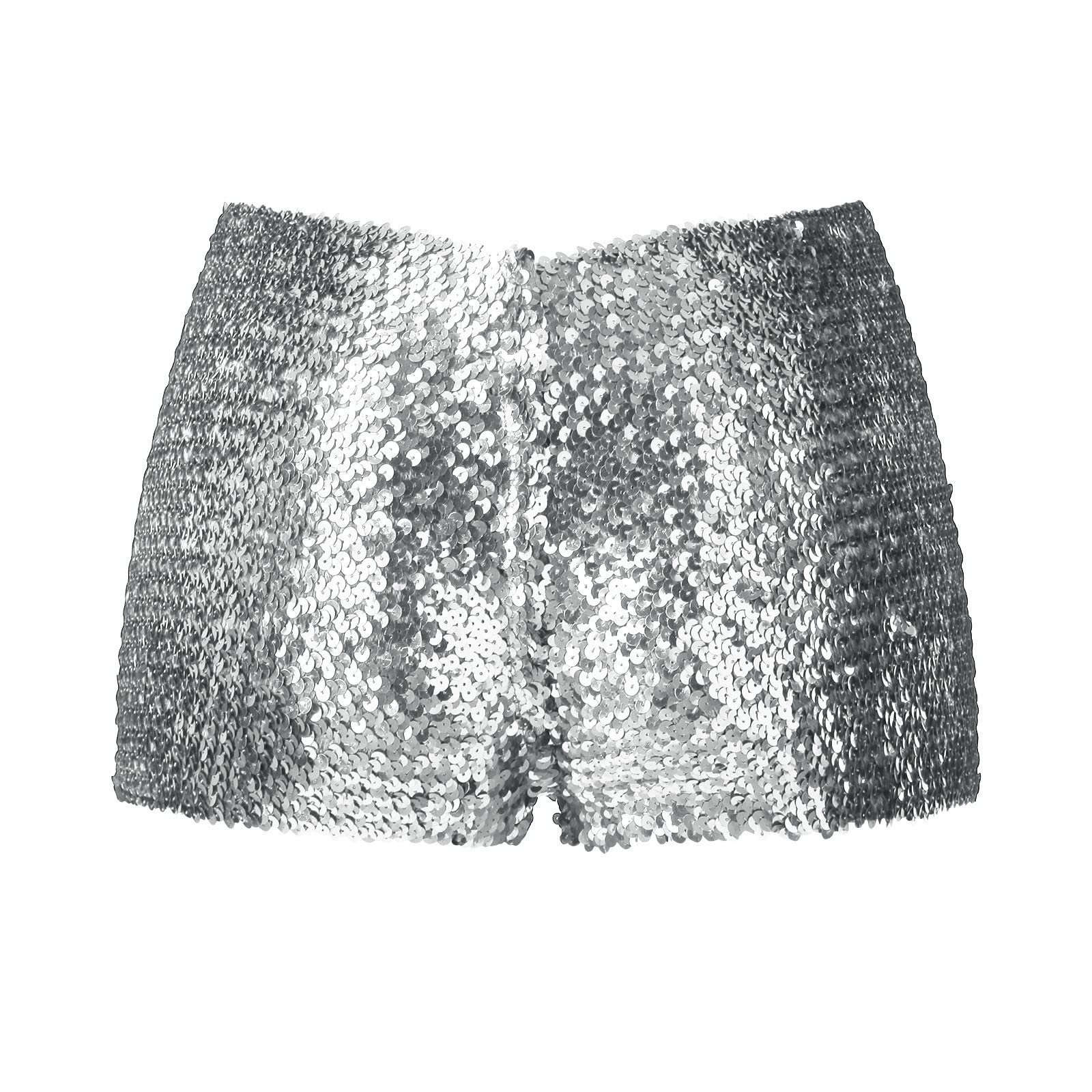 Short pour Femme avec Paillettes Sexy Mini Short de Danse Paillettes Brillant pour Femme Sequin Shine Glitter Taille Haute Ligne A Sparkly Party Club de Nuit Costumes de Carnaval