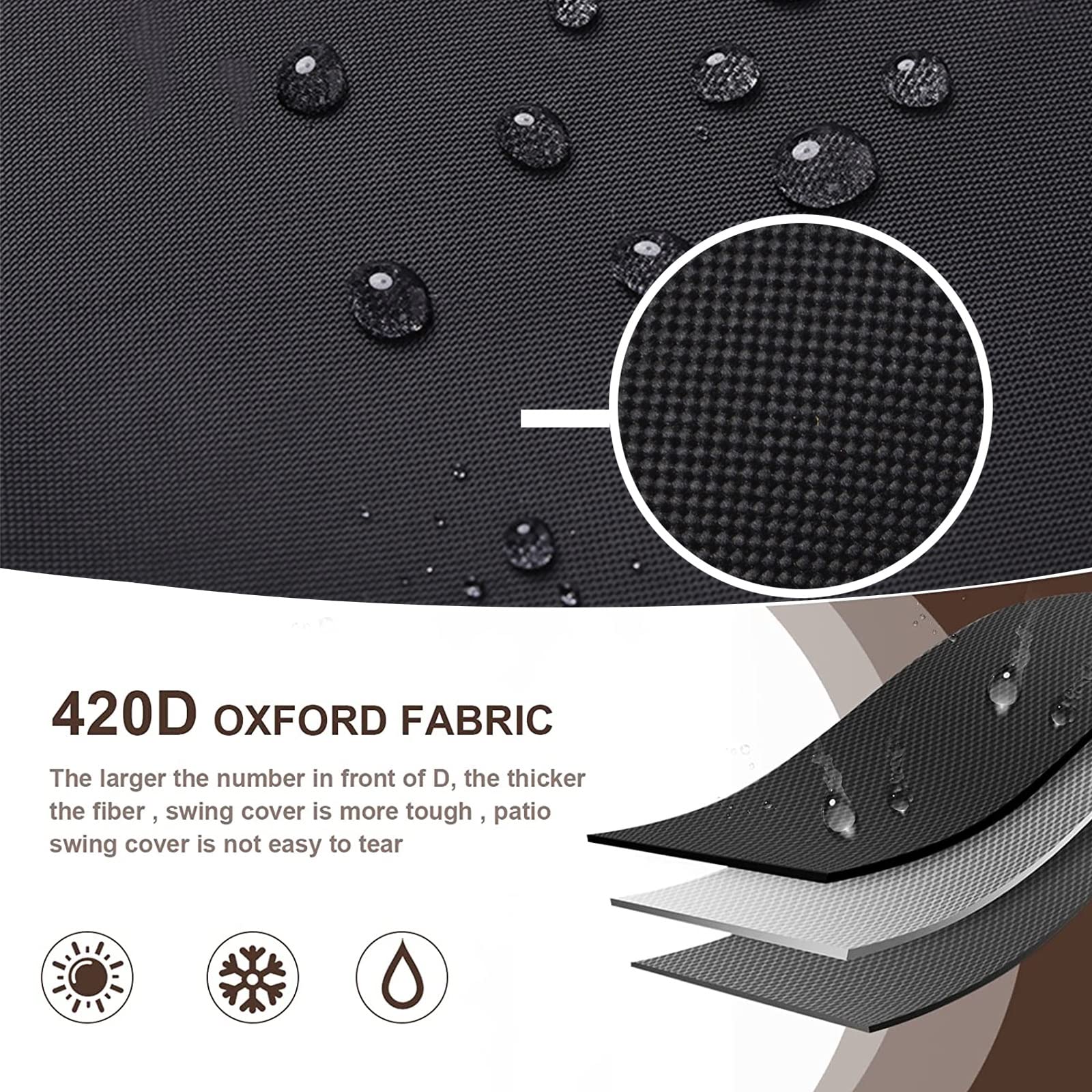 Copertura Per Dondolo Da Giardino 3-4 Posti - Tessuto Oxford Impermeabile UV, Con Cerniera - Foto 6