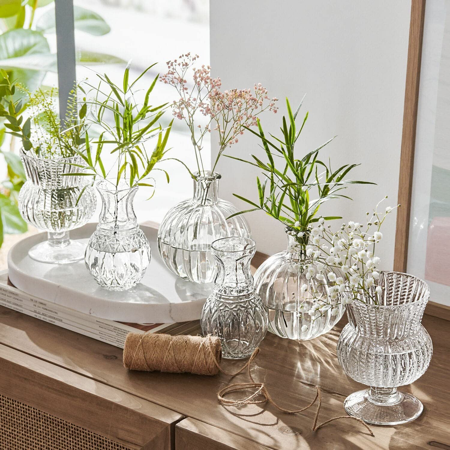 LOBERON Vase 5er Set 'Ranjo' – Vintage-Blumenvase Aus Tannenholz & Eisen, 5-teiliges Deko-Set Für Garten & Wohnung