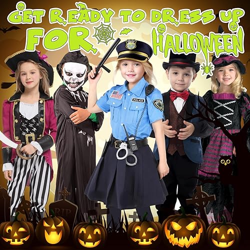 Miniatura 8 de Disfraz de oficial de policía para niños, disfraz de policía para niñas, disfraces de Halloween para niñas de 3 a 12 años, uniforme de policía para