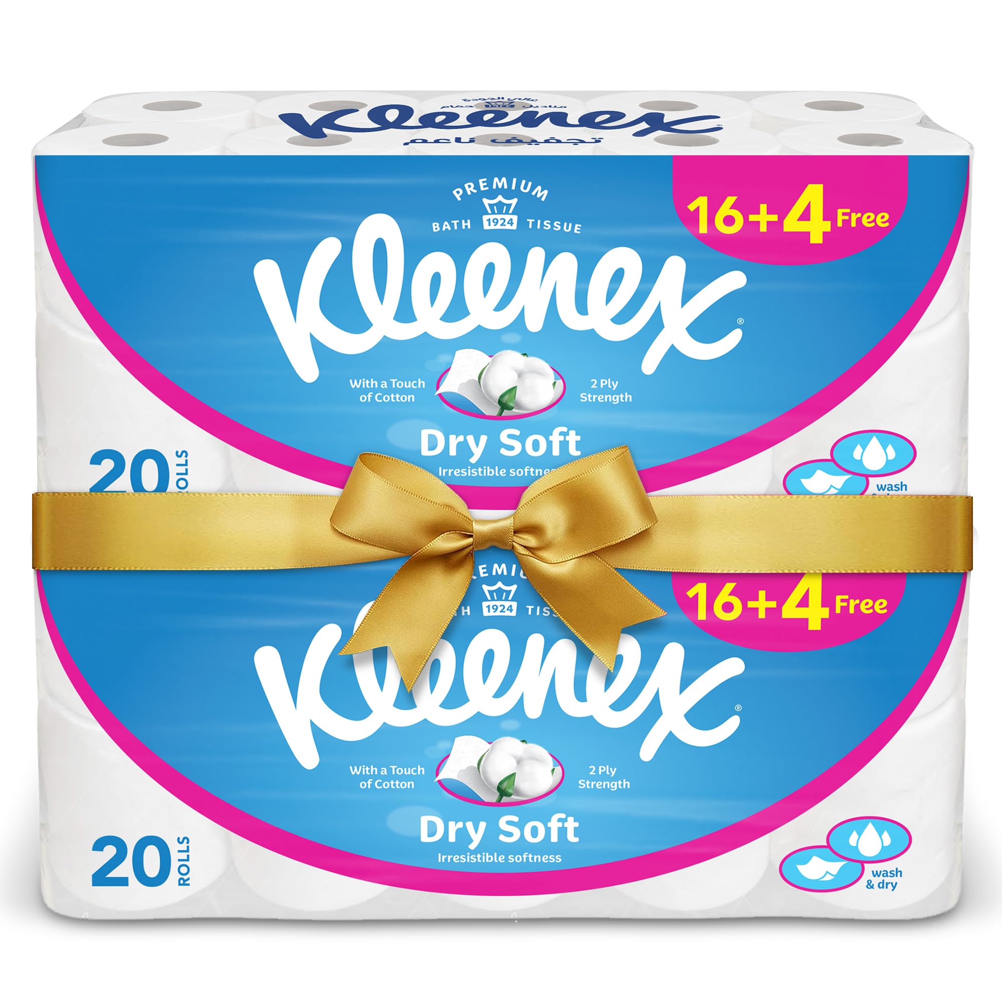 Dry Soft Toilet Tissue Paper, 2 PLY, 40 Rolls Sheets, Embossed Bathroom Tissue with a Touch Of Cotton