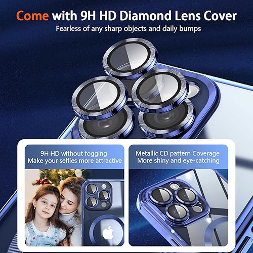 Miniatura 5 de Funda magnética para iPhone 15 Pro Max con protector completo de lente de cámara imanes N56 fuertes Compatible con Magsafe Funda transparente y
