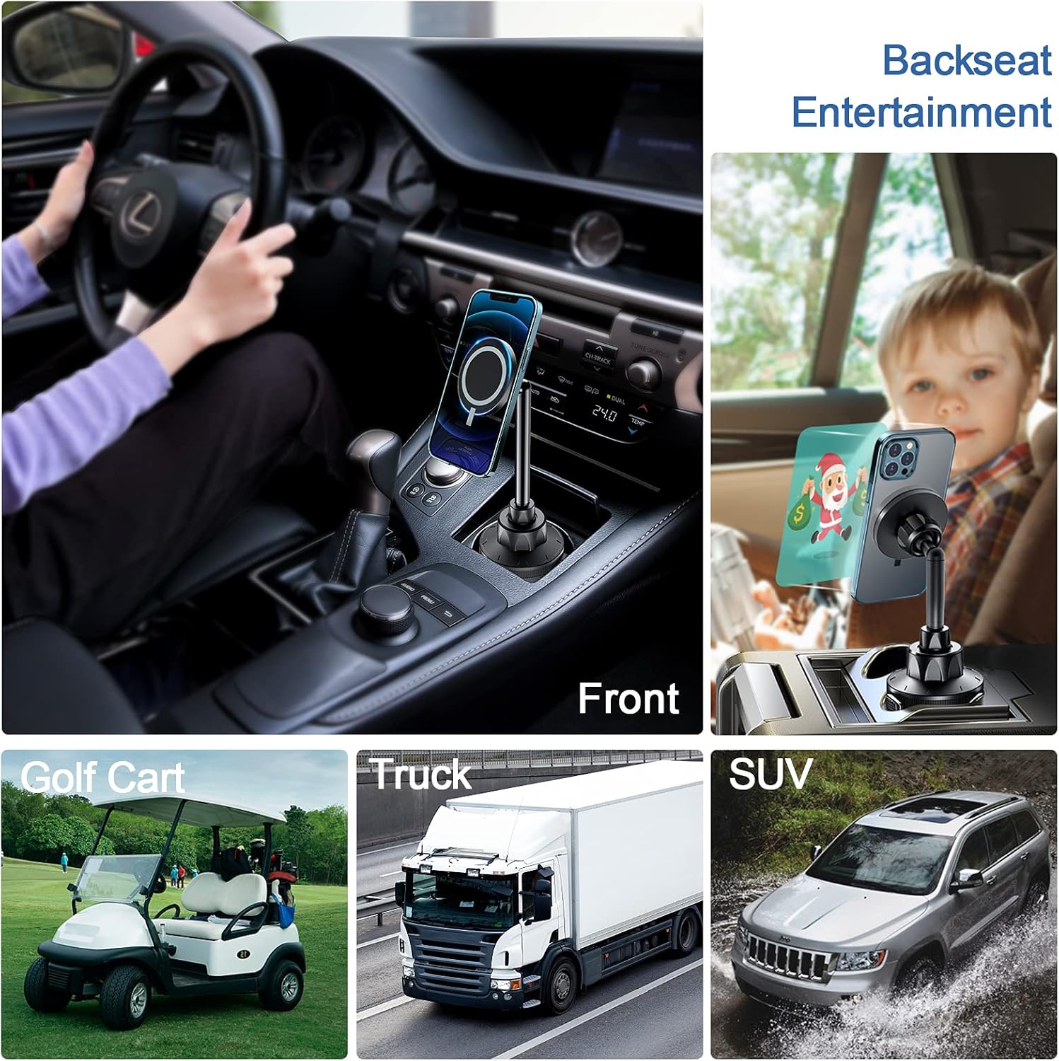 Car Cup Holder Phone Mount Compatible with iPhone 12/12 Pro/12