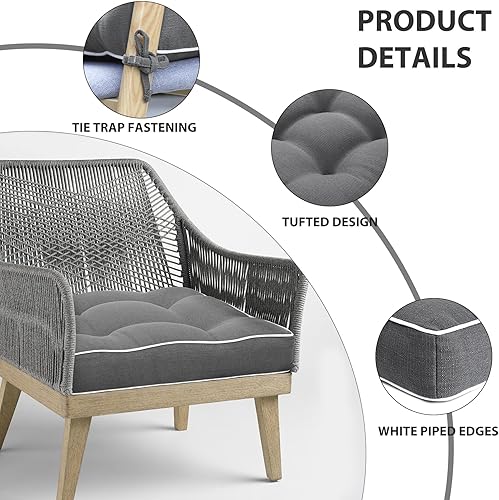 Miniatura 6 de Favoyard Cojines de patio de 19 x 19 pulgadas, para interiores y exteriores, resistentes al agua, para muebles de patio, color sólido por 3 años,