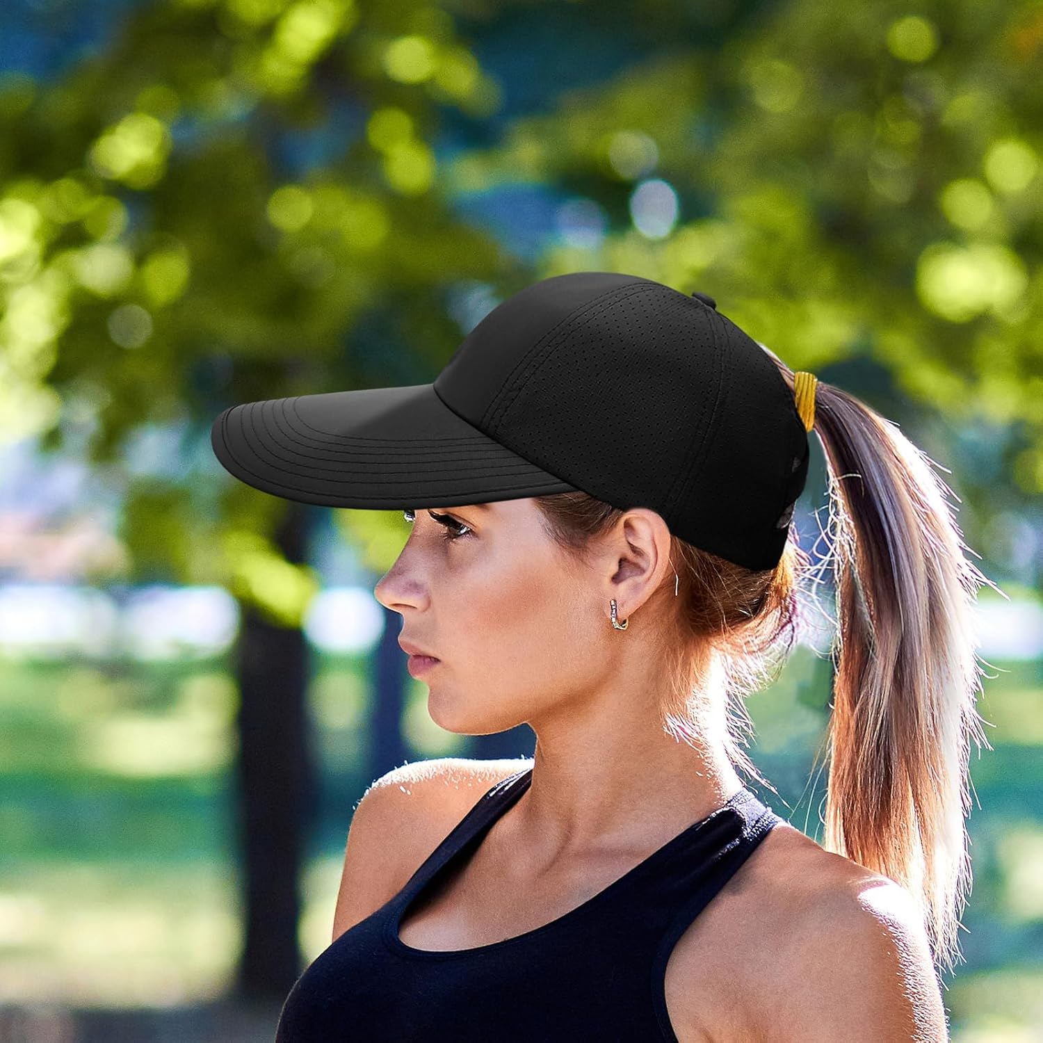 Women's Wide Brim Sun Hat with Adjustable Ponytail, UV Protection, Packable Beach Hat for Hiking, Fishing, Outdoor Activities - Image 7