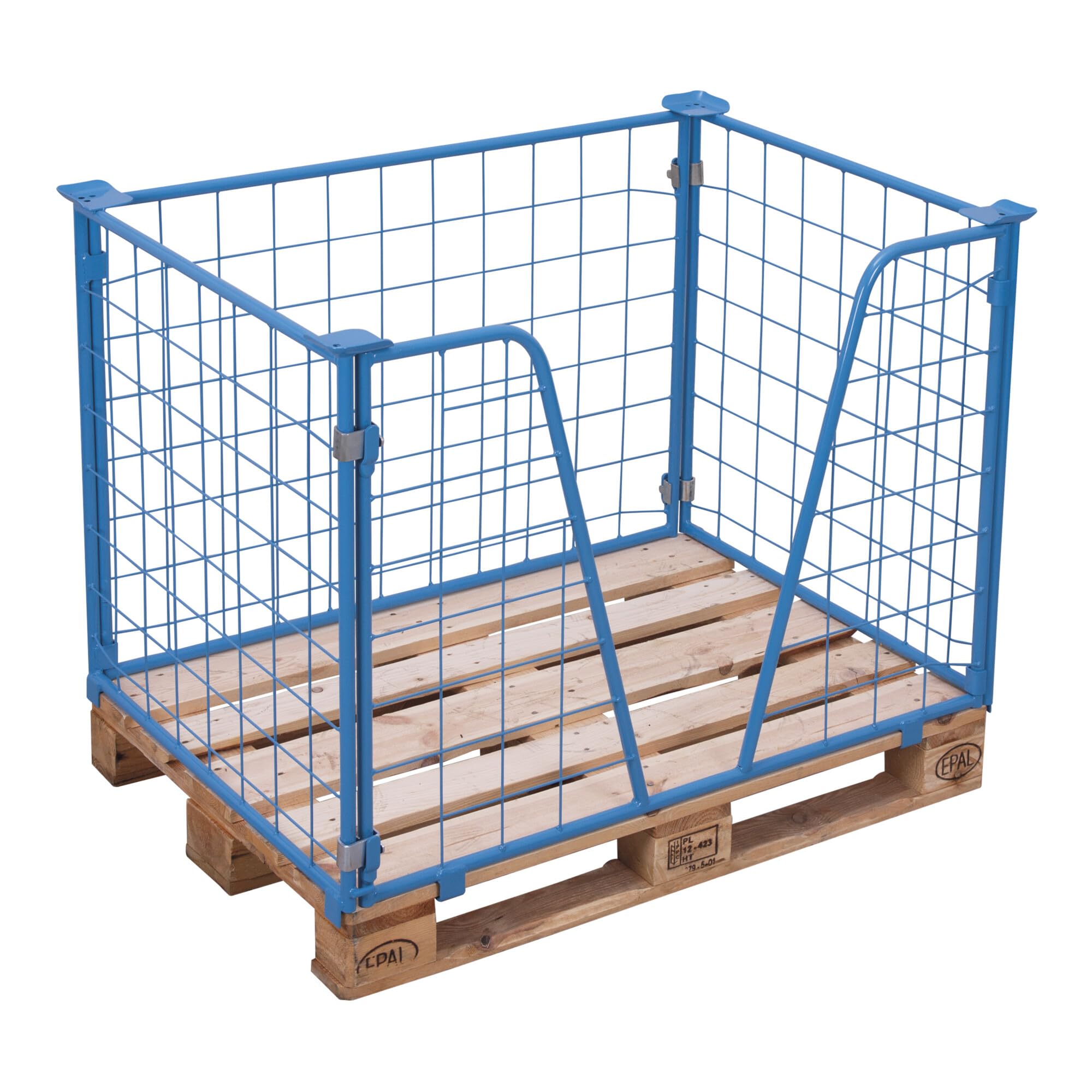Palettenaufsatz, Typ 63 Höhe 1600 mm, für Paletten 1000x1200 mm, Auflast 750 kg, RAL 5012 lichtblau