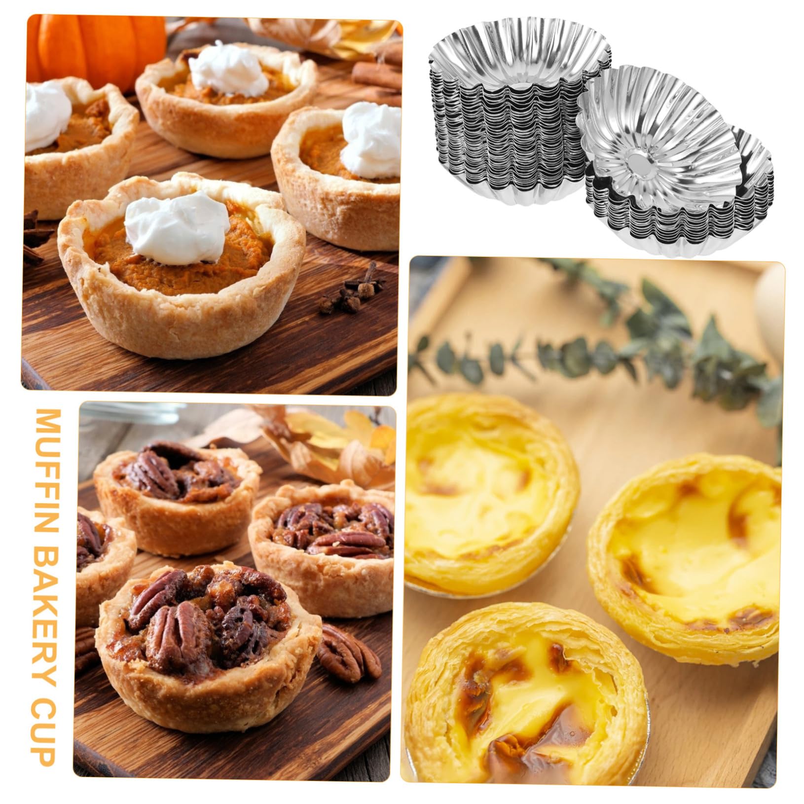 SHINEOFI 50 Stück Teiliges Edelstahl Backform für Eierkuchen Torten Muffin formen Langlebige Glatte Antihaftbeschichtet für Pudding Kuchen und DIY Backen im Haushalt und Gastronomie