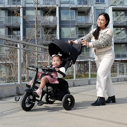 Miniatura 2 de QPlay Rito - Triciclo para niños con 3 etapas, triciclo prémium para niños pequeños con fácil almacenamiento y transporte, arnés de seguridad, toldo