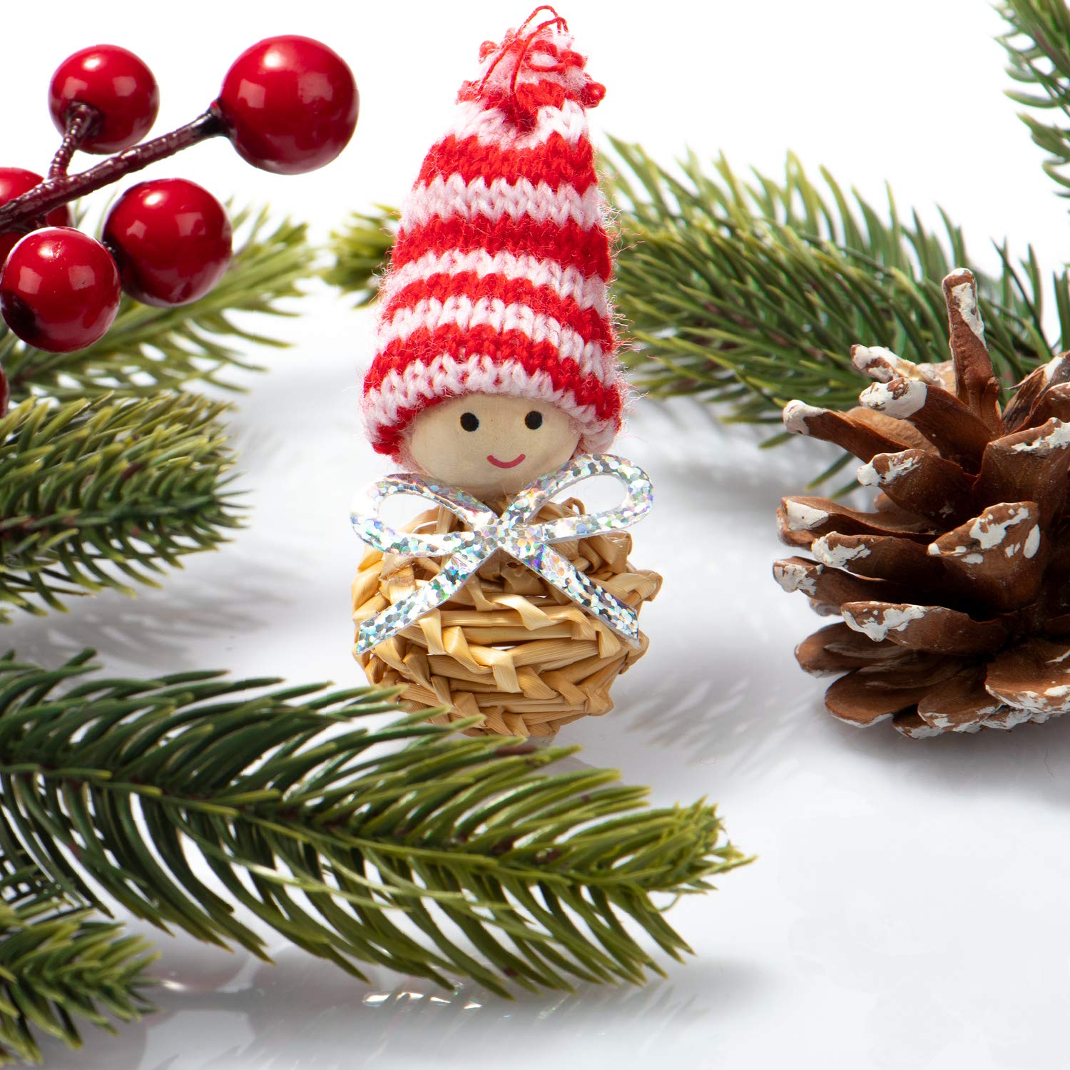 COM-FOUR® 28x Slomkowe gwiazdki w zestawie mix - ozdoby choinkowe - slomkowe zawieszki na choinke - naturalne ozdoby choinkowe - Christmas decoration (28 sztuk - zestaw 1)