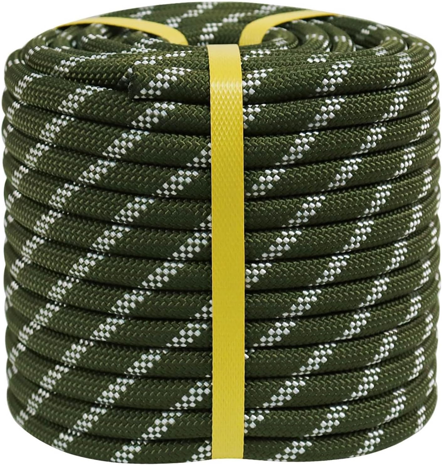 Double Braided Arborist Rigging Rope (1/2 in x 100 ft) Polyester Rope Climbing Rope 48 Strands for Tree Work Pulling Swing Sailing, ArmyGreen