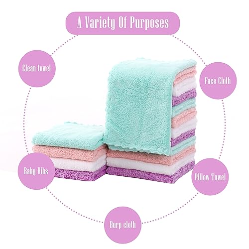 Miniatura 15 de Cute Castle Toallas ultrasuaves para bebé, paquete de 16 unidades, 9 x 9 pulgadas, suaves con la piel sensible para la cara y el cuerpo, felpa, ropa