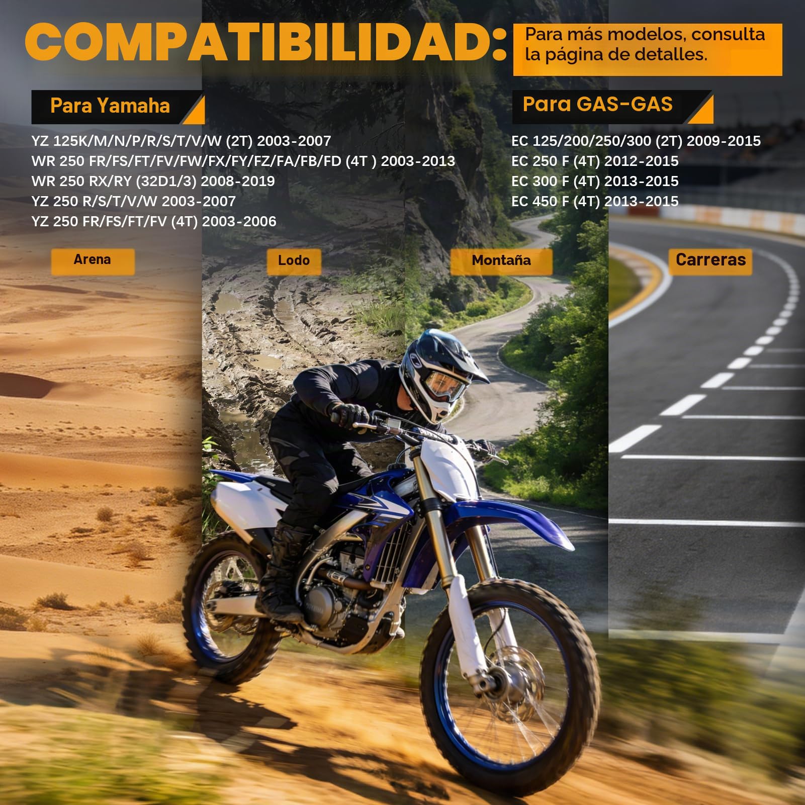 Pastillas de Freno Delanteras y Traseras para YAMAHA YZ 125 WR 250 F 2003-2013 WR250 R 2008-2019 YZ 250 YZ250 F WR 450 F 2003-2015 para GAS-GAS EC 125/200/250/300 2009-2015