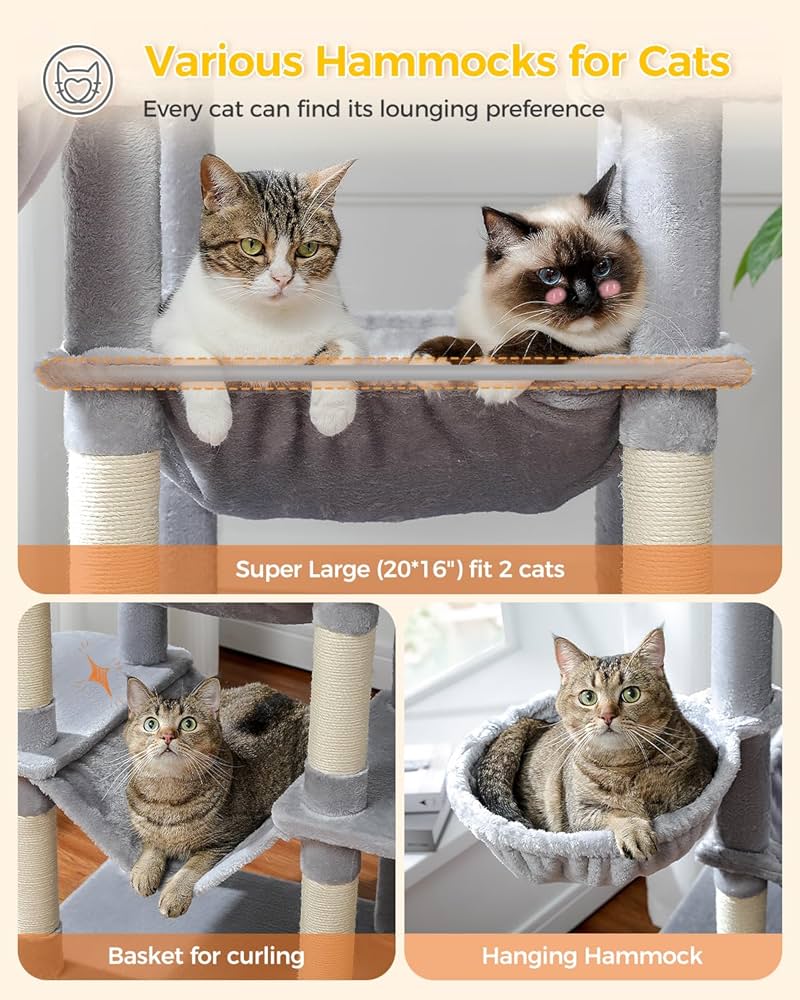 PETEPELA 69'' Tall Cat Tree for Indoor Large Cats, Large Cat Tower