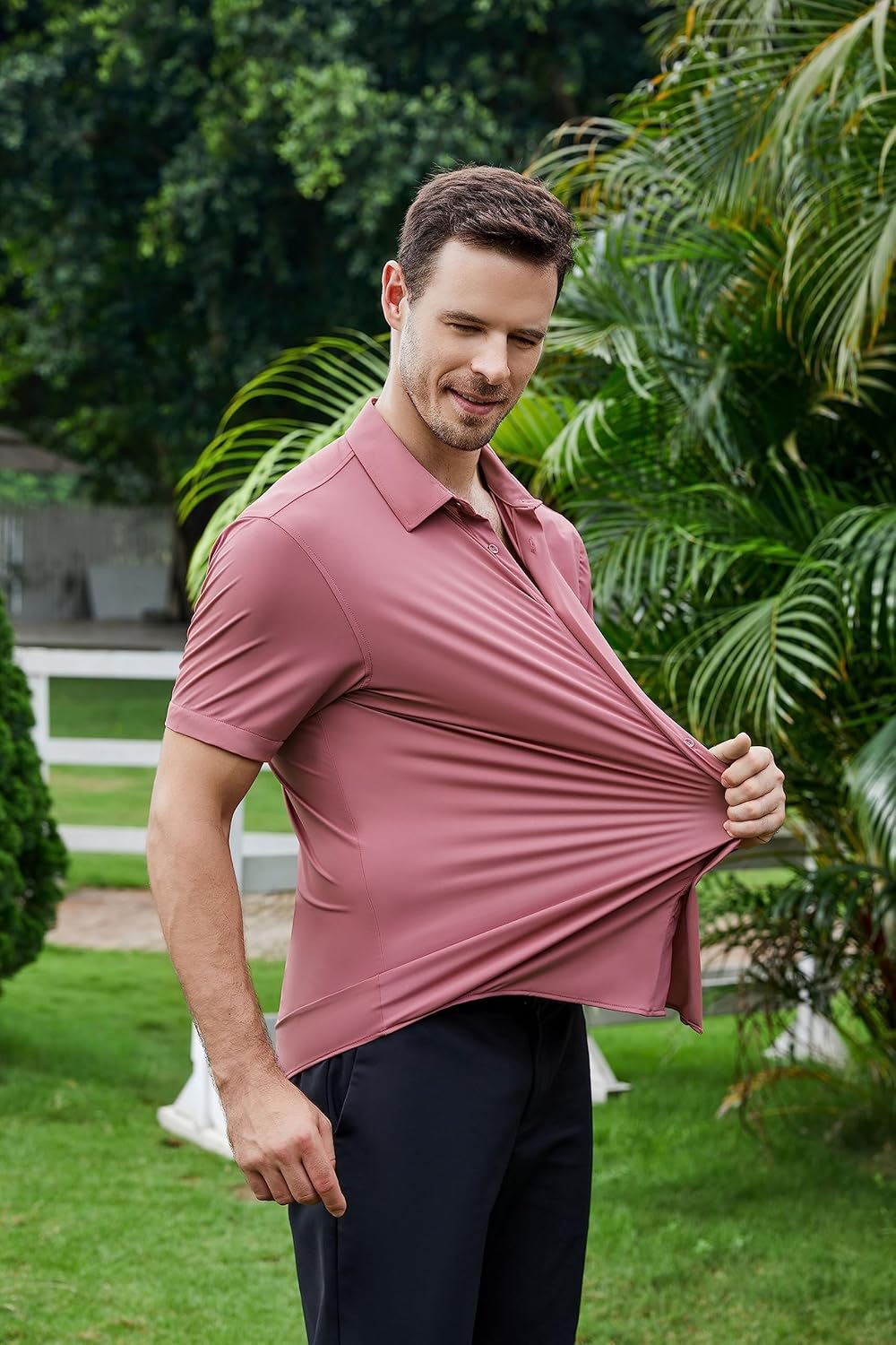 SAMERM Mens Dress Shirt Wrinkle Free Moisture Wicking 4-Way High Stretch Super Soft Casual Button Down Shirts - Image 3