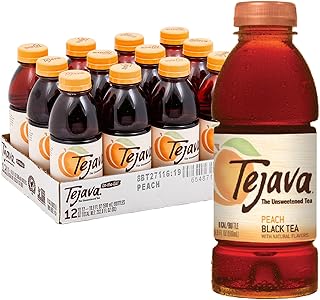 Unsweetened Peach Iced Tea, 16.9 Ounce PET Bottles, Natural, Non-GMO-Verified, Rainforest Alliance-Certified (12 Pack)