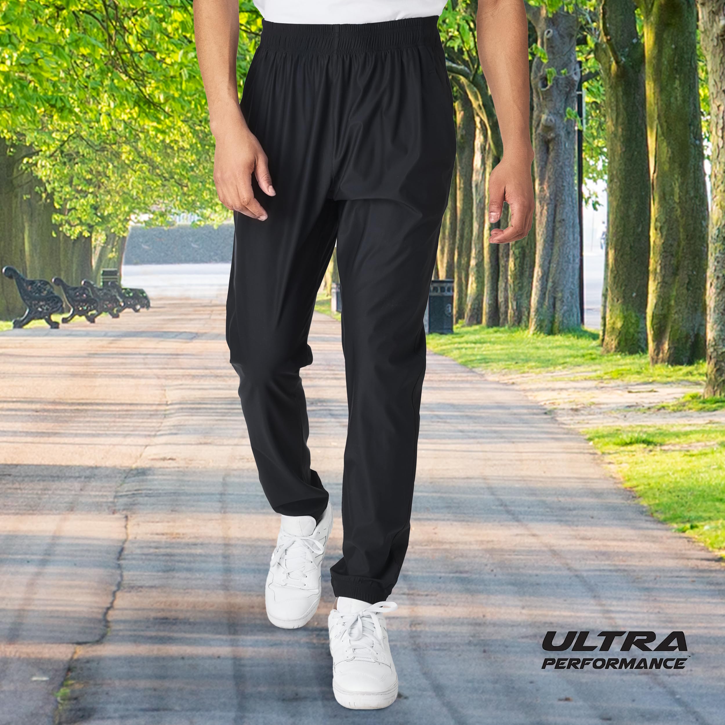 Ultra Performance Pantalones deportivos para hombre, pantalones deportivos de nailon elástico, pantalones deportivos de entrenamiento activo con bolsillos para hombre