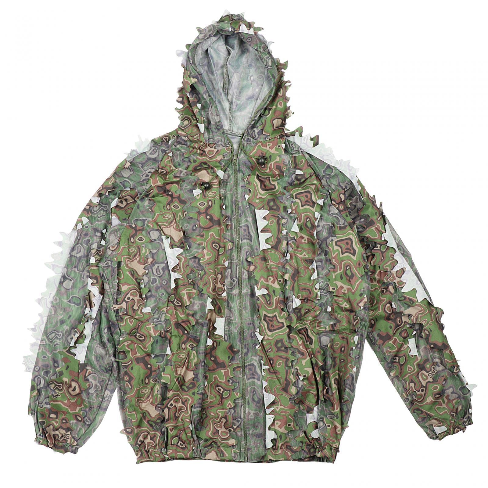 Losa Leaves Ghillie Suit Set Woodland Hunting Hooded Jacket Pant for Farming-image-12