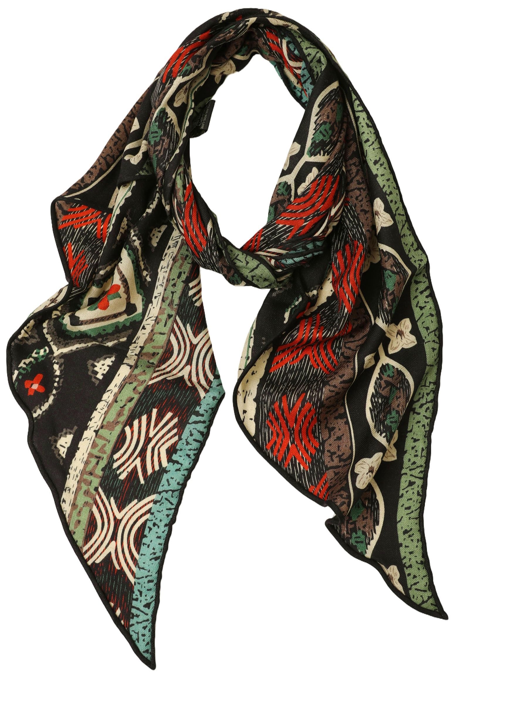 Sciarpa in lana ultraleggera modello a parallelogramma, stampa paisley double-face, bordi arrotolati a mano, soffice come seta