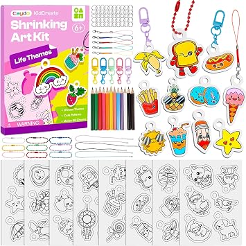 Caydo DIY Shrink Art Kit for Kids, Shrinky a Dink Sheets, Shrinky Paper
