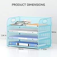 Vista 61 de 5 Tray Paper Organizer Letter Tray with Handle - Mesh Desk File Organizer, Paper Sorter Organizer for Office, Home or School File Folder Holder