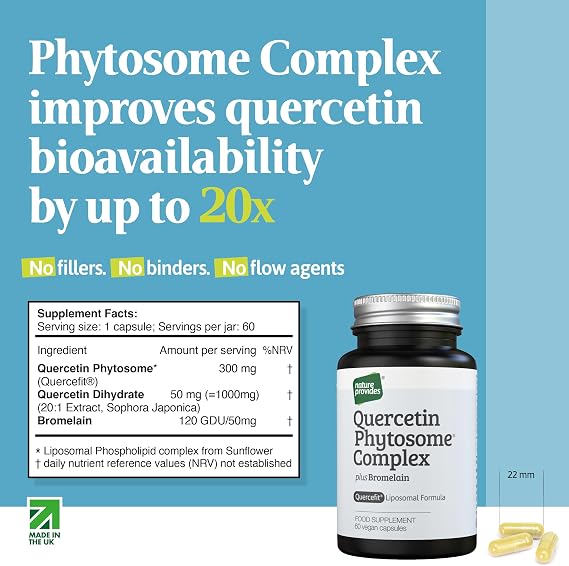 Nature Provides Quercetin Phytosome (Quercefit) Bromelain 60 Vegan Caps