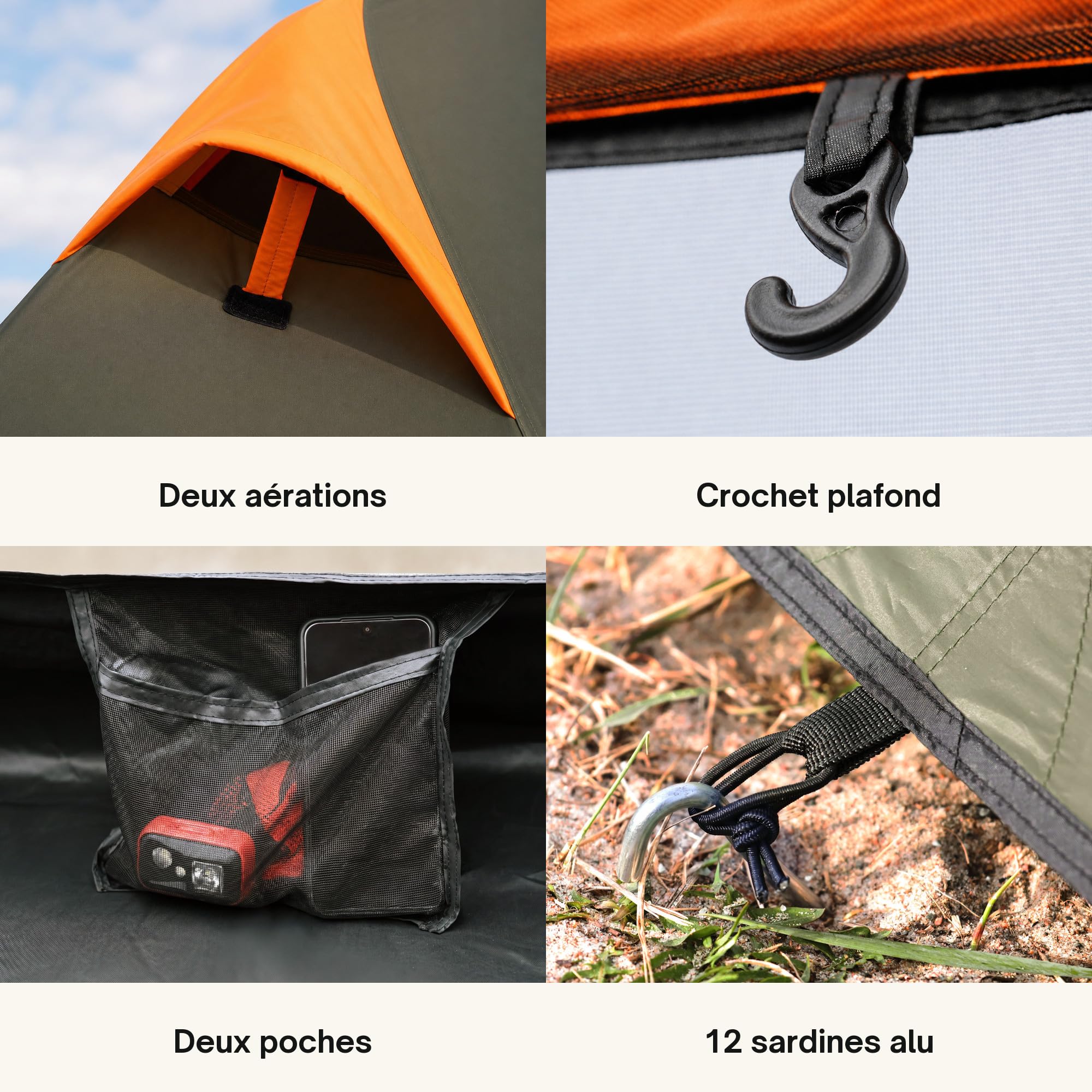 Trinordic Tente Légère 1-2 Personnes – Tunnel Arceau Unique, 1,7 kg Poids Minimal, 3000 mm Imperméabilité, Vert Olive