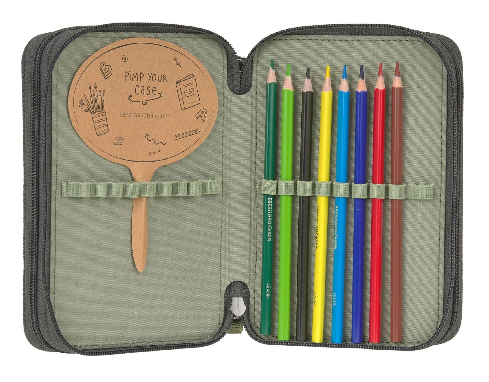 Lässig astuccio per matite Unique School Triple Pencil Case Slim Unique Anthracite grigio