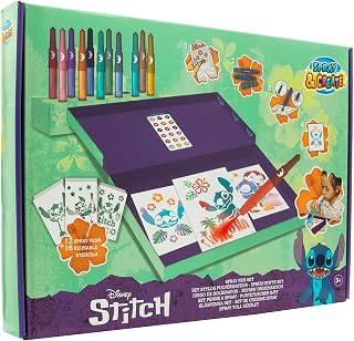 Disney - Stitch - Spray Pen Set Desktop Box (ST23368) - Kit de Bolígrafos Pulverizadores para Colorear y Dibujar - 12 Bolígrafos soplador y 16 Plantillas para Crear Colores y Dibujos Únicos