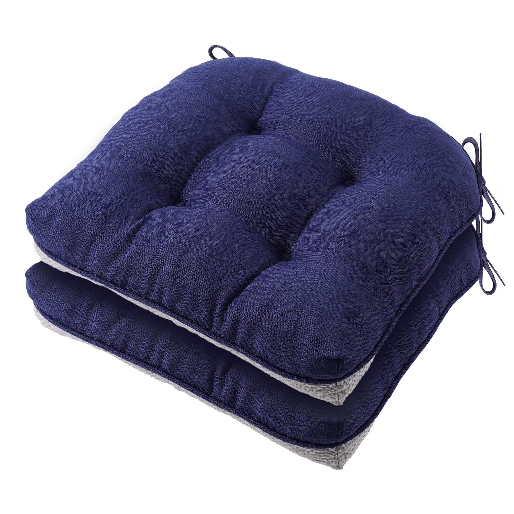Battilo Waterproof Dining Chair Cushions, 15.5"x15.5"x4", 2 Pack, Navy Blue