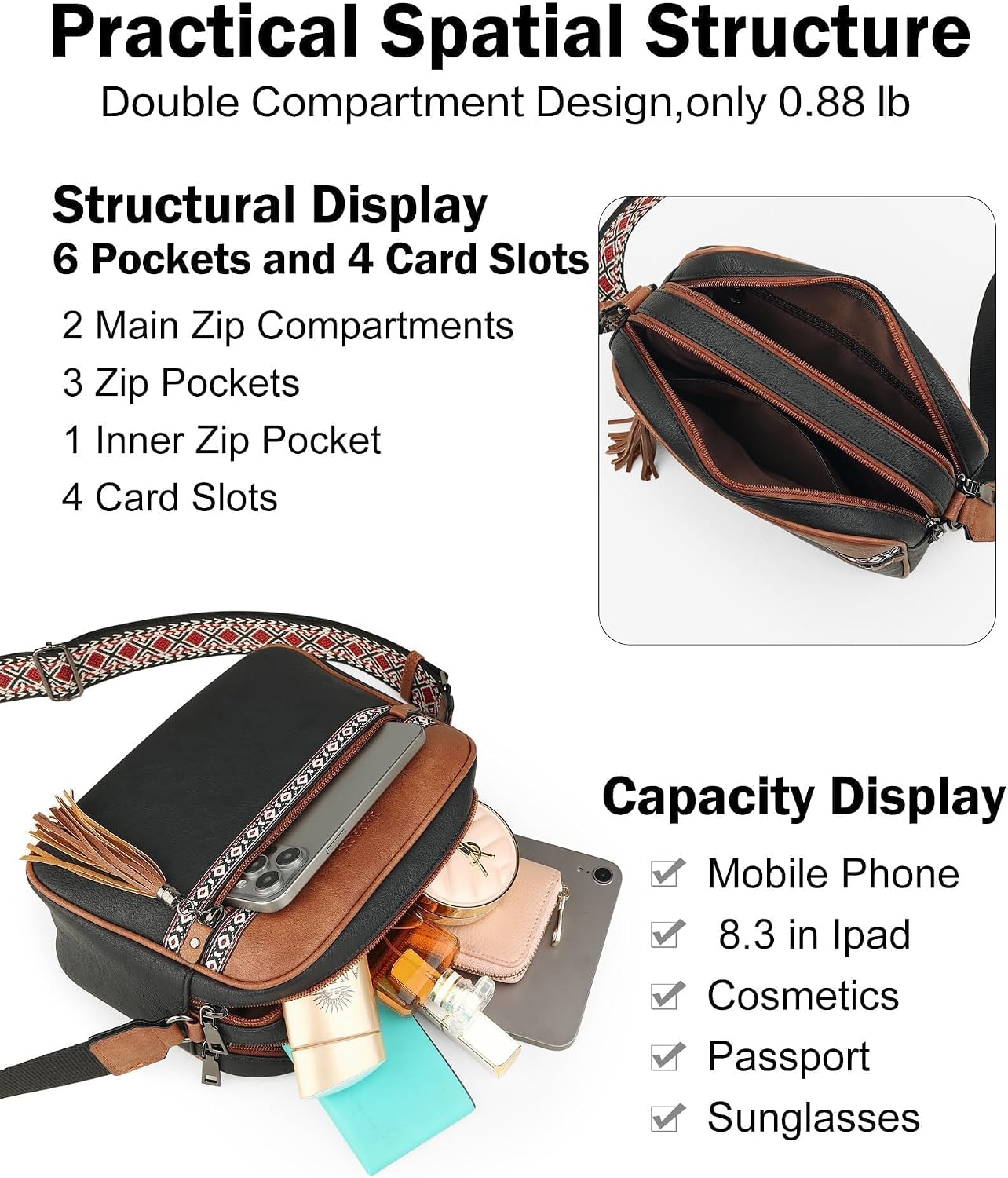 FADEON Crossbody Bags for Women, RFID 4 Card Slots image 5