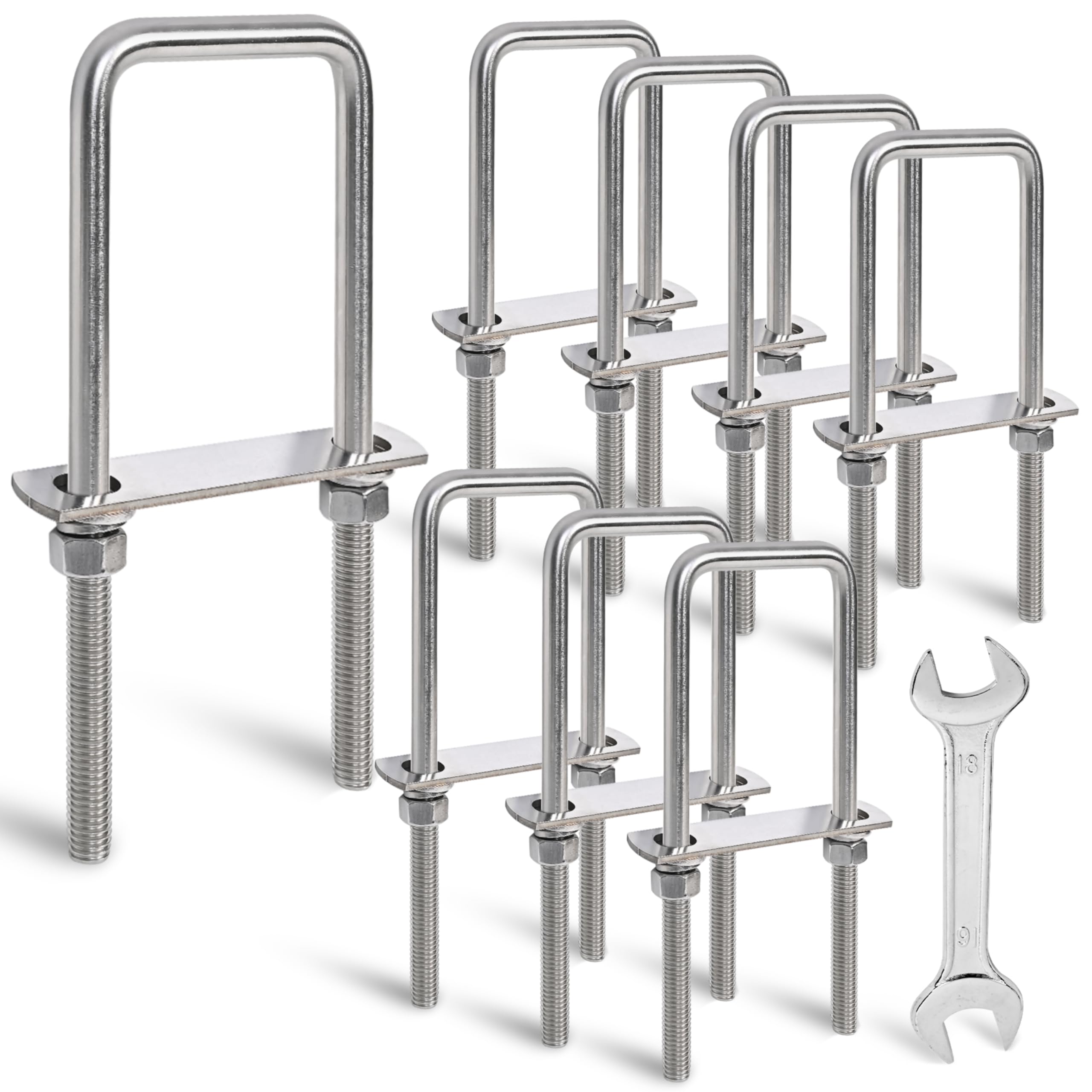 Stainless Steel U-Bolts - M12, 3-1/16" x 4-1/2" -18 Stainless Steel U-Bolts - M12, 3-1/16" x 4-1/2" -18
