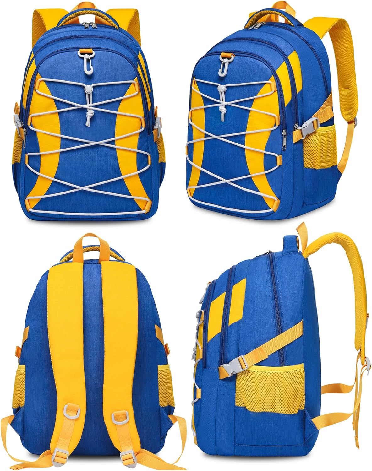 BLUEFAIRY Middle High School Backpack for Boys Girls Large Bookbag with Laptop Compartment Back to School Book Bags for Teens Teenagers Mochilas Escolares para Niños Niñas (Cobalt Blue/Yellow, Solid)