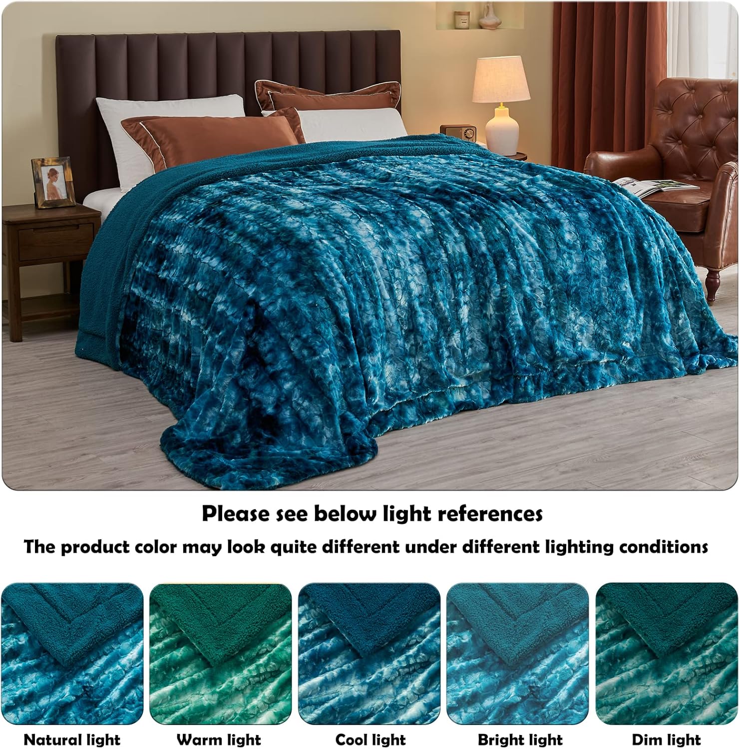 NEWCOSPLAY Super Soft Faux Fur Throw Blanket for Couch Dark Blue Sherpa Fuzzy Plush Warm Blanket for Sofa Bed (Dark Blue, Throw(40"x50")) - Image 5