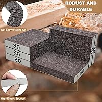 Vista 5 de Paquete de 6 esponjas de lijado medianas de grano 80, lavables y reutilizables, ideales para ollas, cepillo de esponja, vasos, lijado de madera
