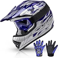 Vista 24 de TCMT Casco de motocross para jóvenes, certificado por DOT, casco de motocross ATV de cara completa para niños con gafas, guantes y bolsa para casco