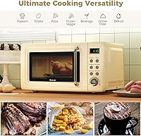 Vista 5 de COSTWAY horno microondas de encimera, 0.7 pies cúbicos, hornos microondas con 5 niveles de micro potencia, función de inicio diferido, plato