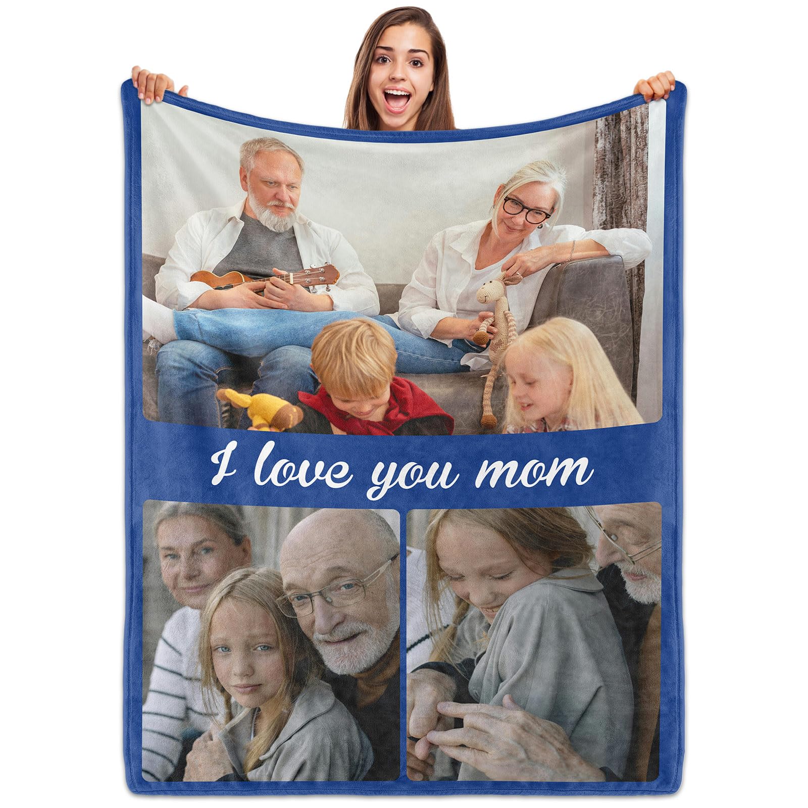 ROHBVMN Personalised Blanket with Photos Text, Custom Blanket customised blanket adults Customized picture Blanket customisable blanket,for Girlfriend Boyfriend Wife Husband Day Gifts Photo Blanket